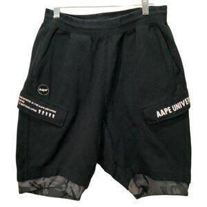 A Bathing Ape AAPE BAPE Sweat Shorts Black Camo Workout Gym Running Size M